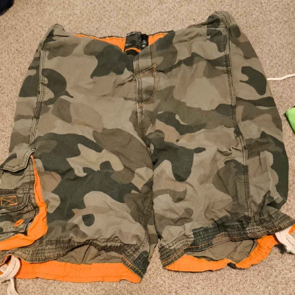 Next Men's Cargo Shorts in Camouflage and Orange